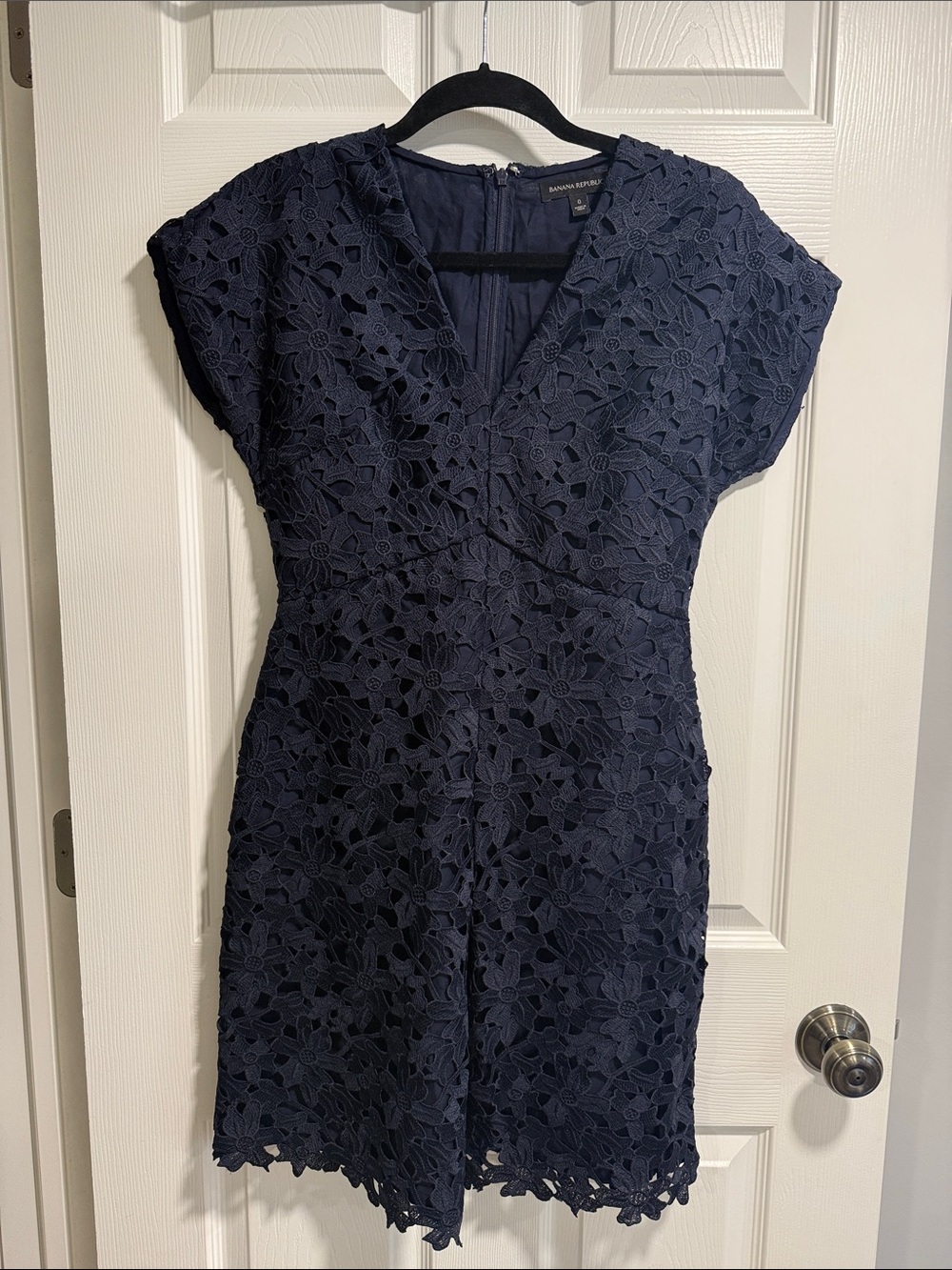 Banana Republic Navy Floral Lace Midi Dress